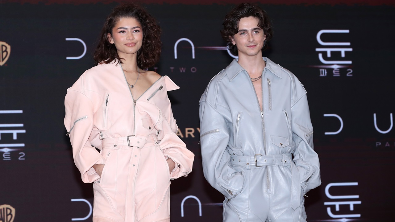 Image of Zendaya and Timothée Chalamet at the press conference in Seoul